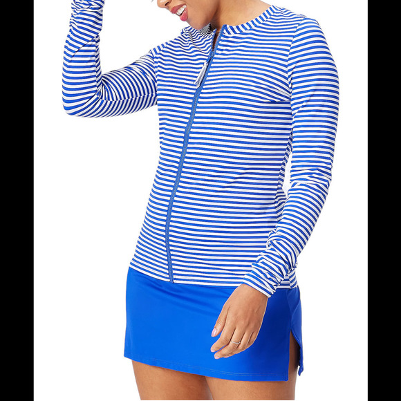 Kim Gravel x Swimsuits For All Zip Front Swim Cardigan Coastal Stripe - Regular - Picture 1 of 1